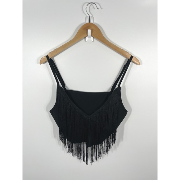 SHEIN CURVE Tops - Womens Fringe Tank Top 2XL Black Western Boho Chic Festival Rodeo Concert
